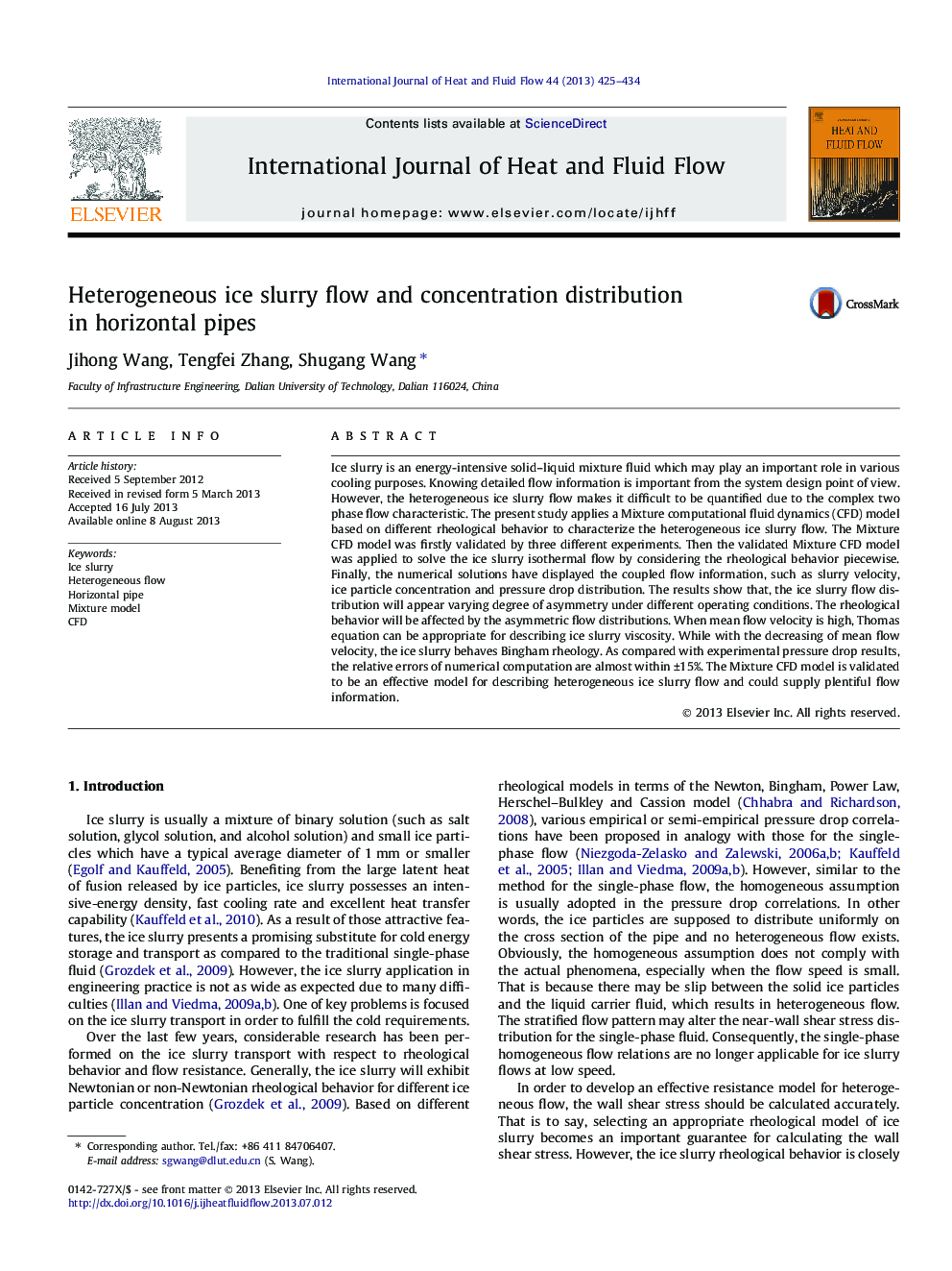 Heterogeneous ice slurry flow and concentration distribution in horizontal pipes