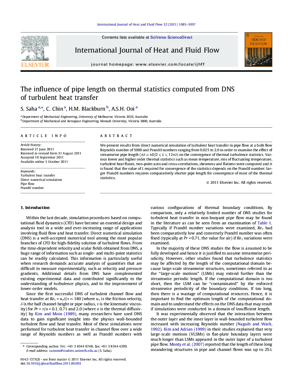 The influence of pipe length on thermal statistics computed from DNS of turbulent heat transfer