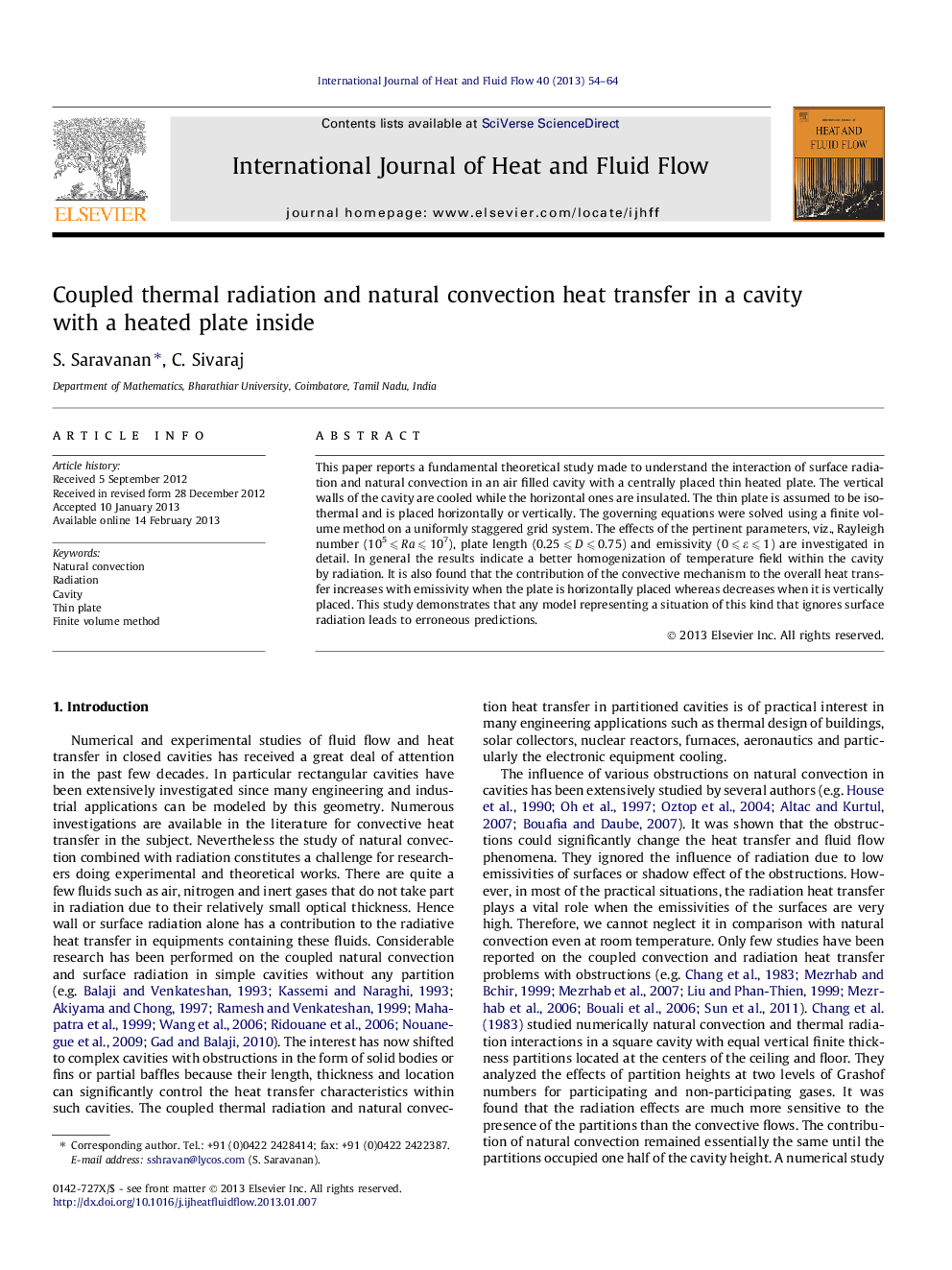 Coupled thermal radiation and natural convection heat transfer in a cavity with a heated plate inside