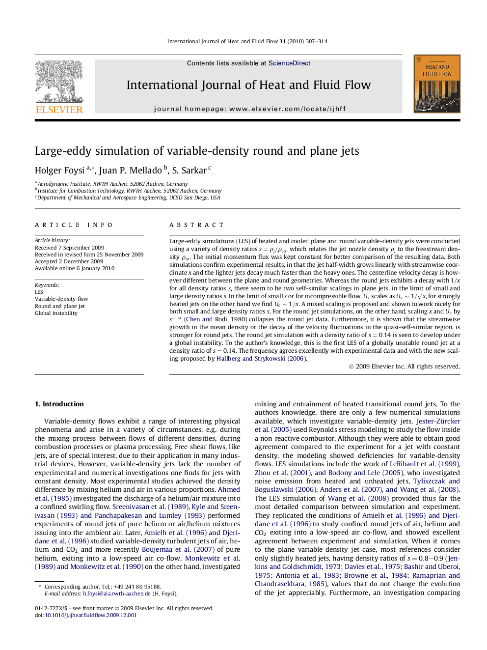 Large-eddy simulation of variable-density round and plane jets