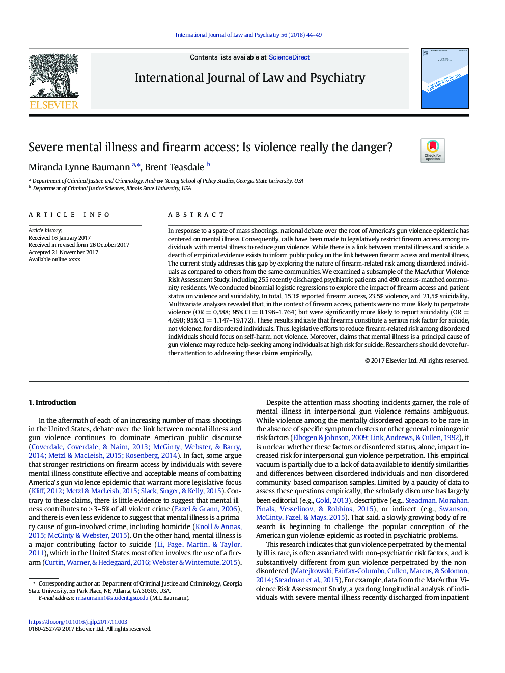 Severe mental illness and firearm access: Is violence really the danger?