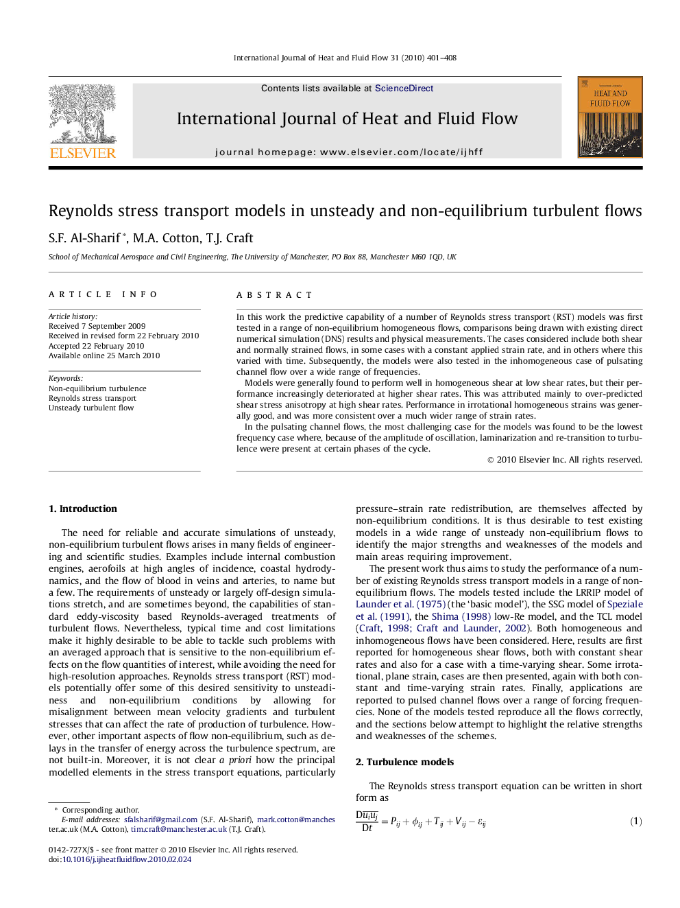 Reynolds stress transport models in unsteady and non-equilibrium turbulent flows