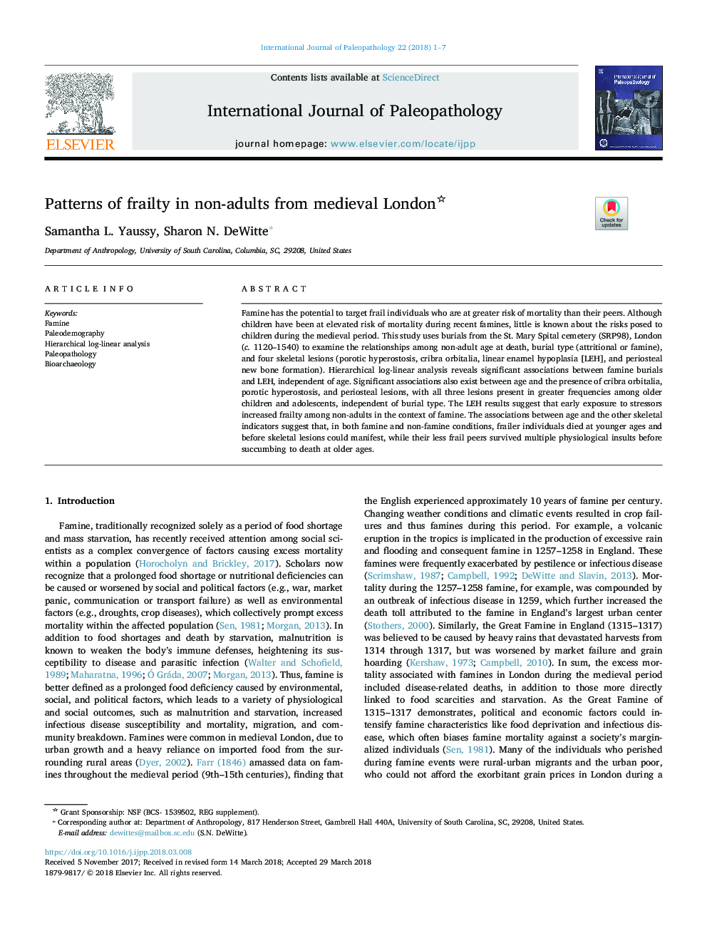 Patterns of frailty in non-adults from medieval London