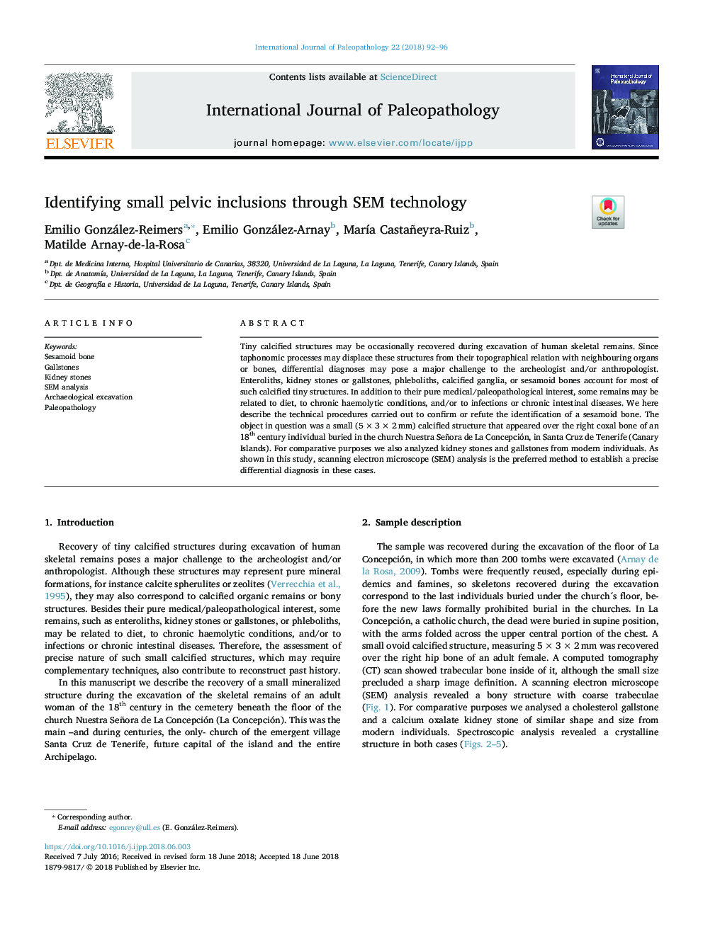 Identifying small pelvic inclusions through SEM technology