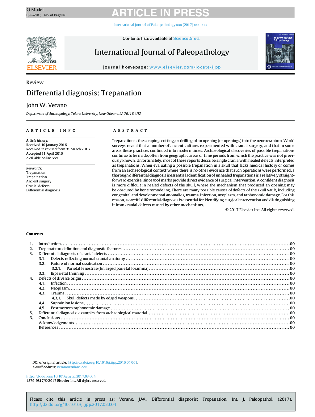 Reprint of-Differential diagnosis: Trepanation