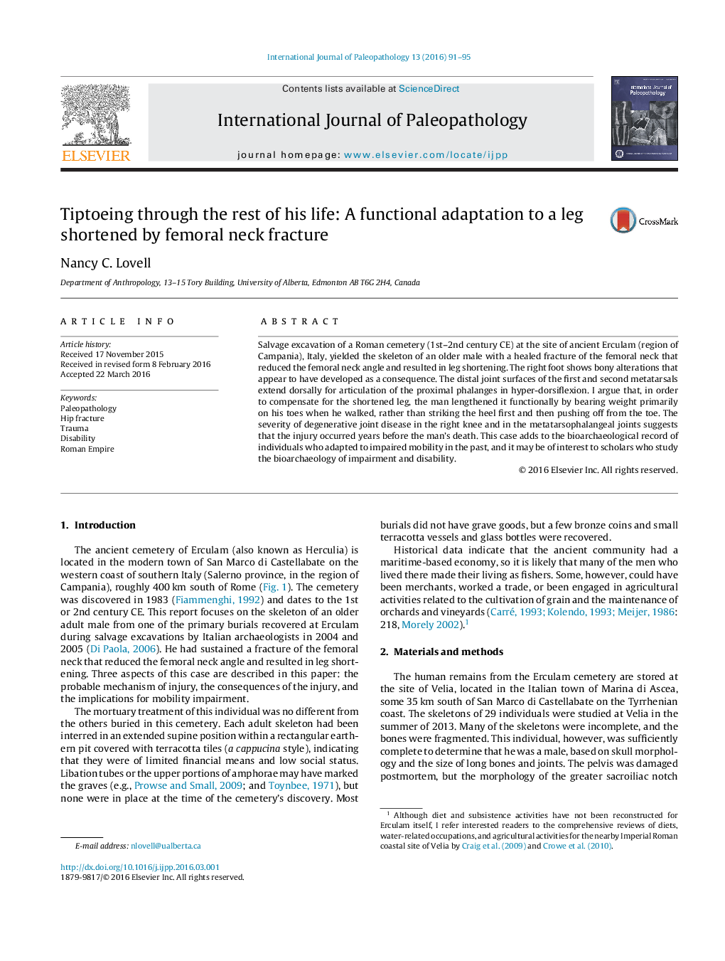 Tiptoeing through the rest of his life: A functional adaptation to a leg shortened by femoral neck fracture