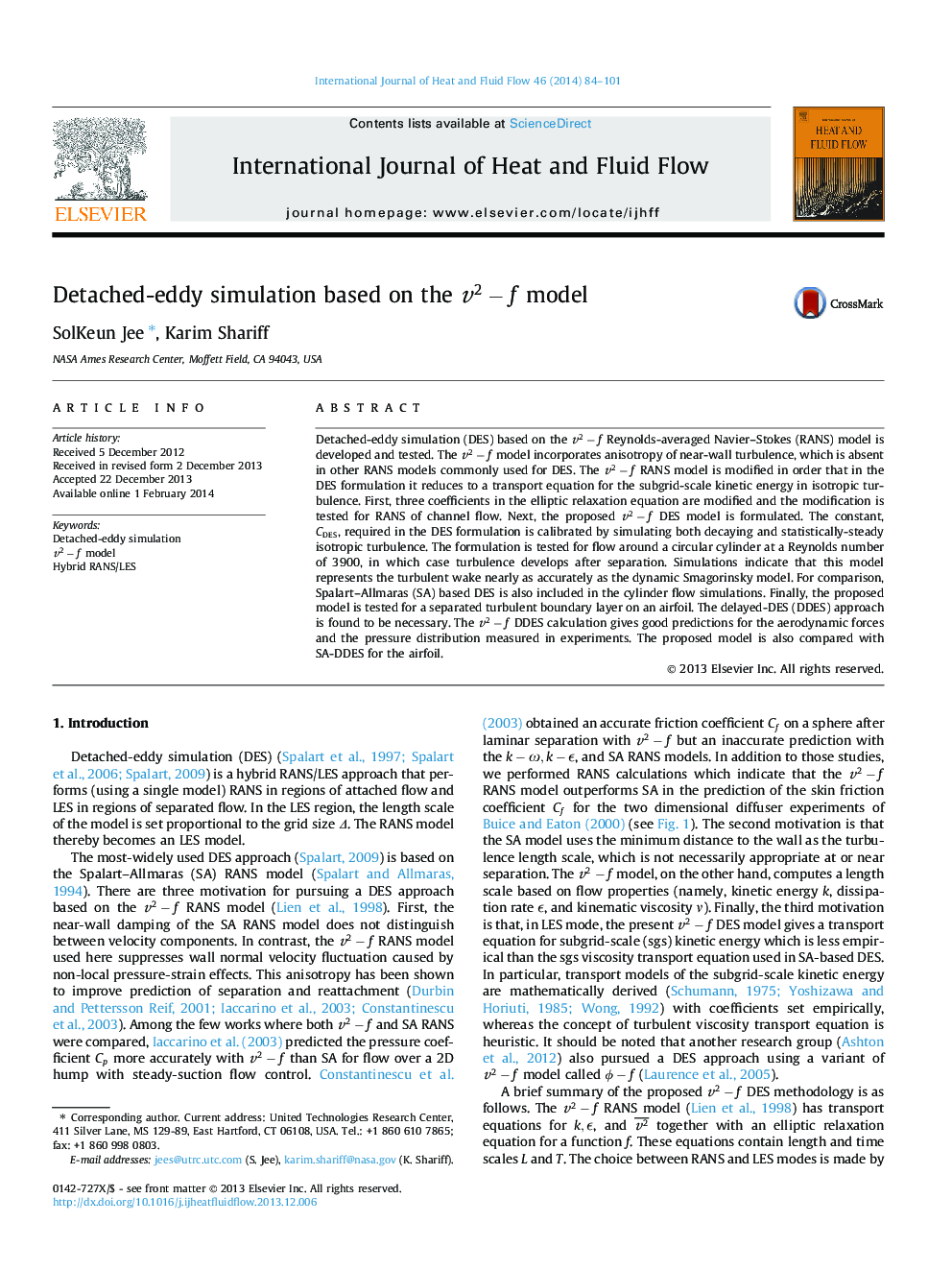 Detached-eddy simulation based on the v2-fv2-f model