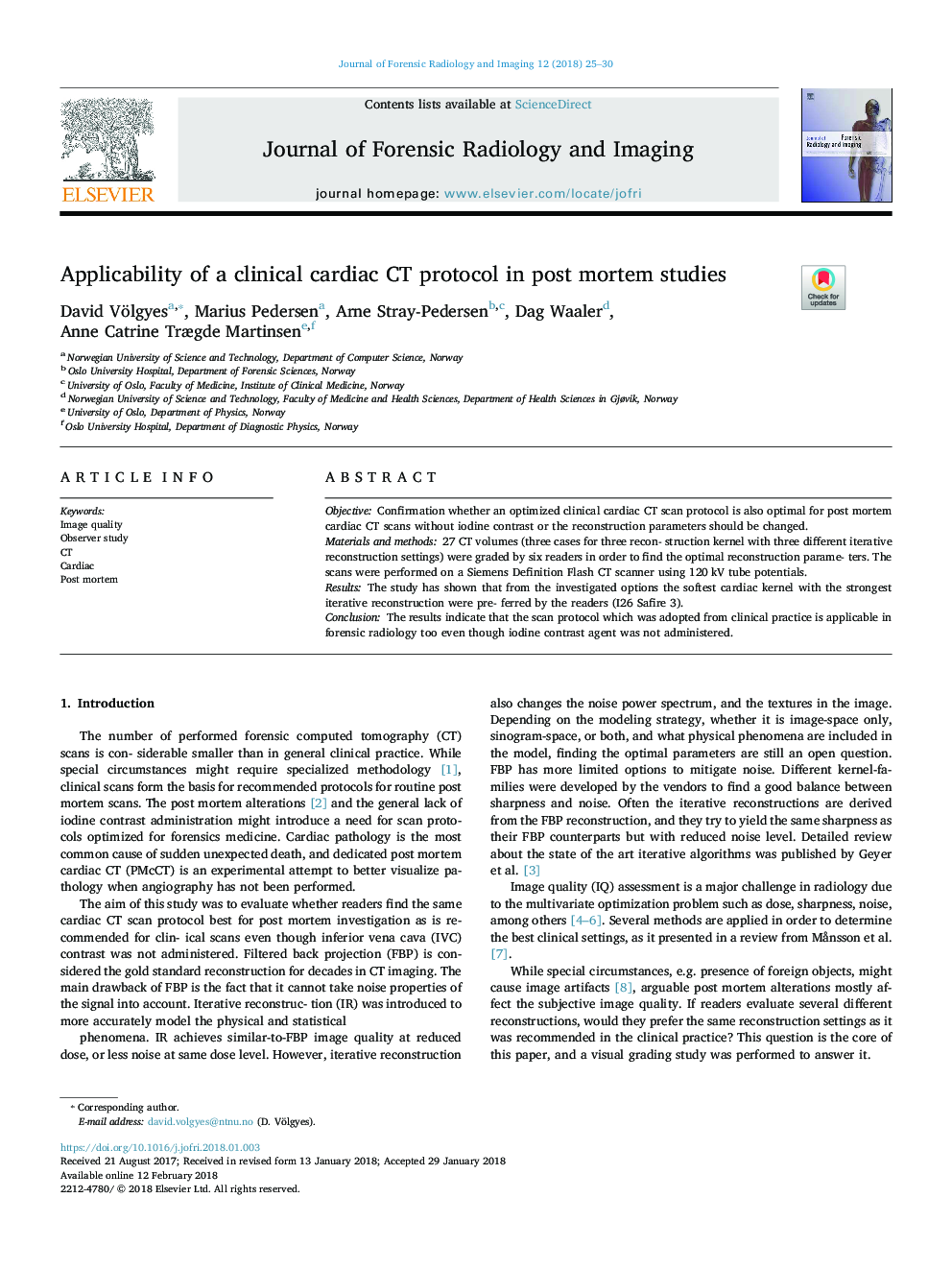 Applicability of a clinical cardiac CT protocol in post mortem studies