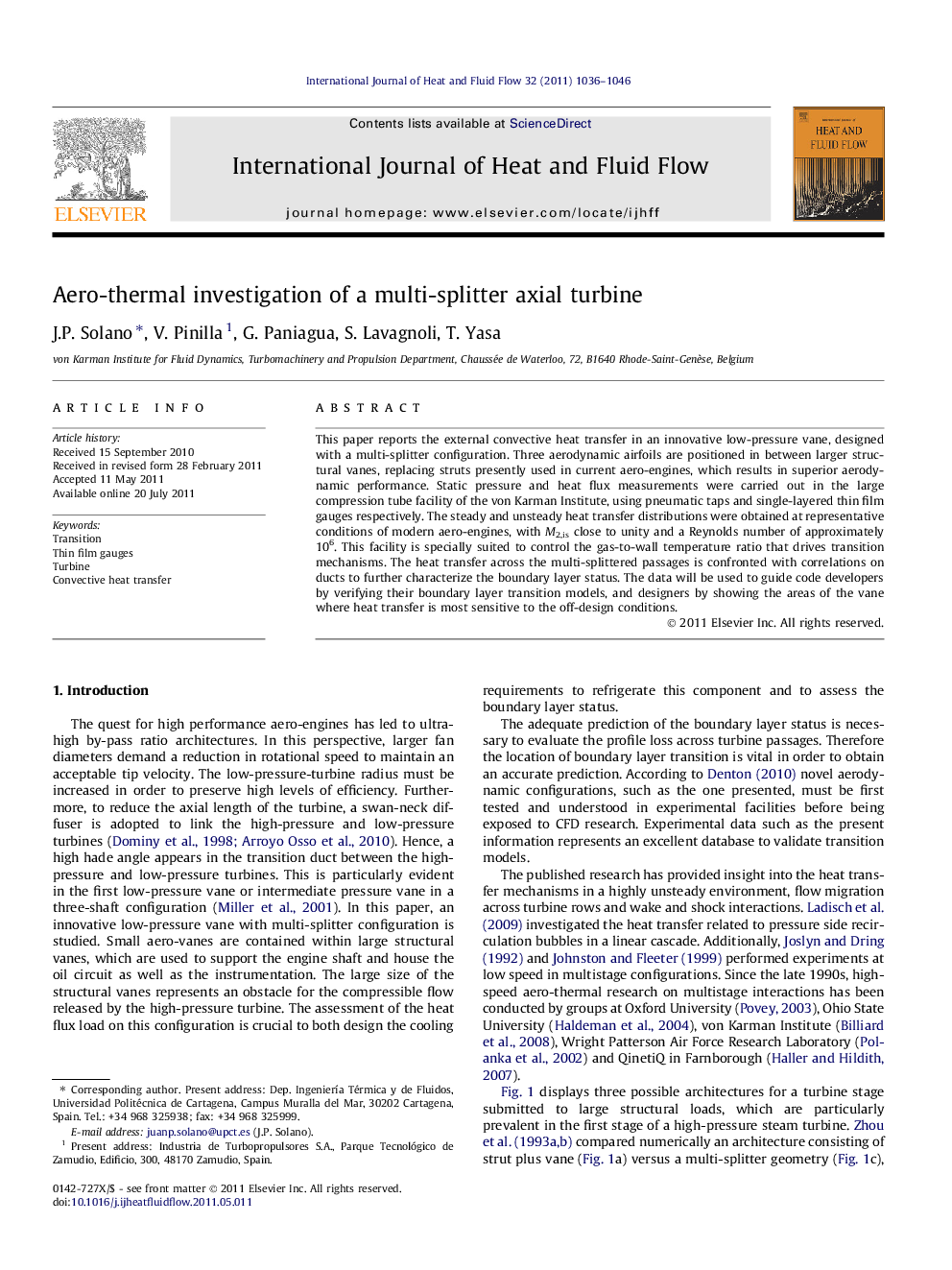 Aero-thermal investigation of a multi-splitter axial turbine