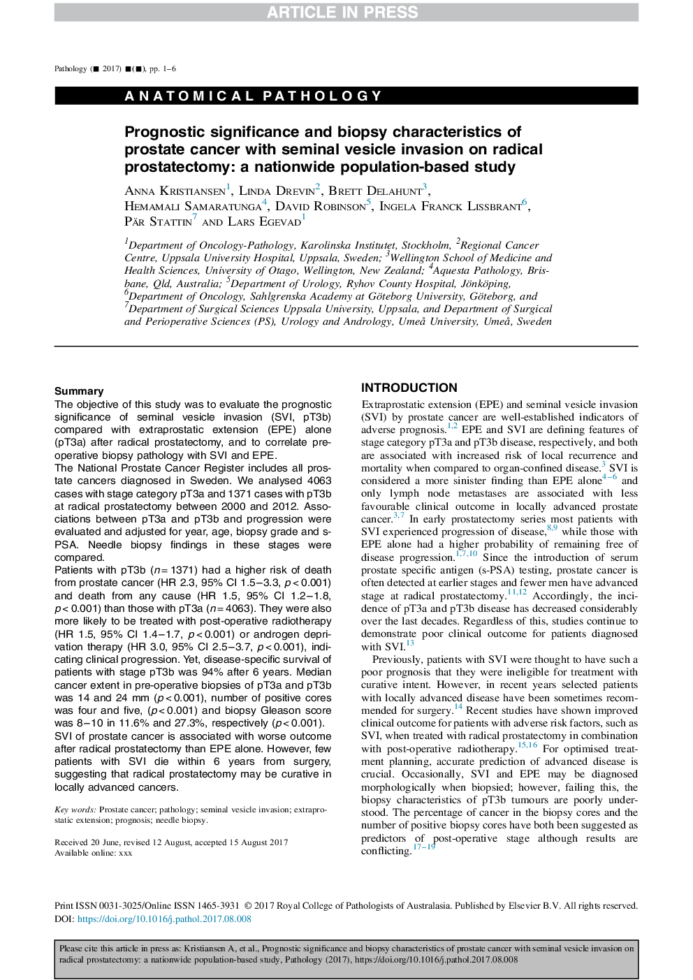 Prognostic significance and biopsy characteristics of prostate cancer with seminal vesicle invasion on radical prostatectomy: a nationwide population-based study