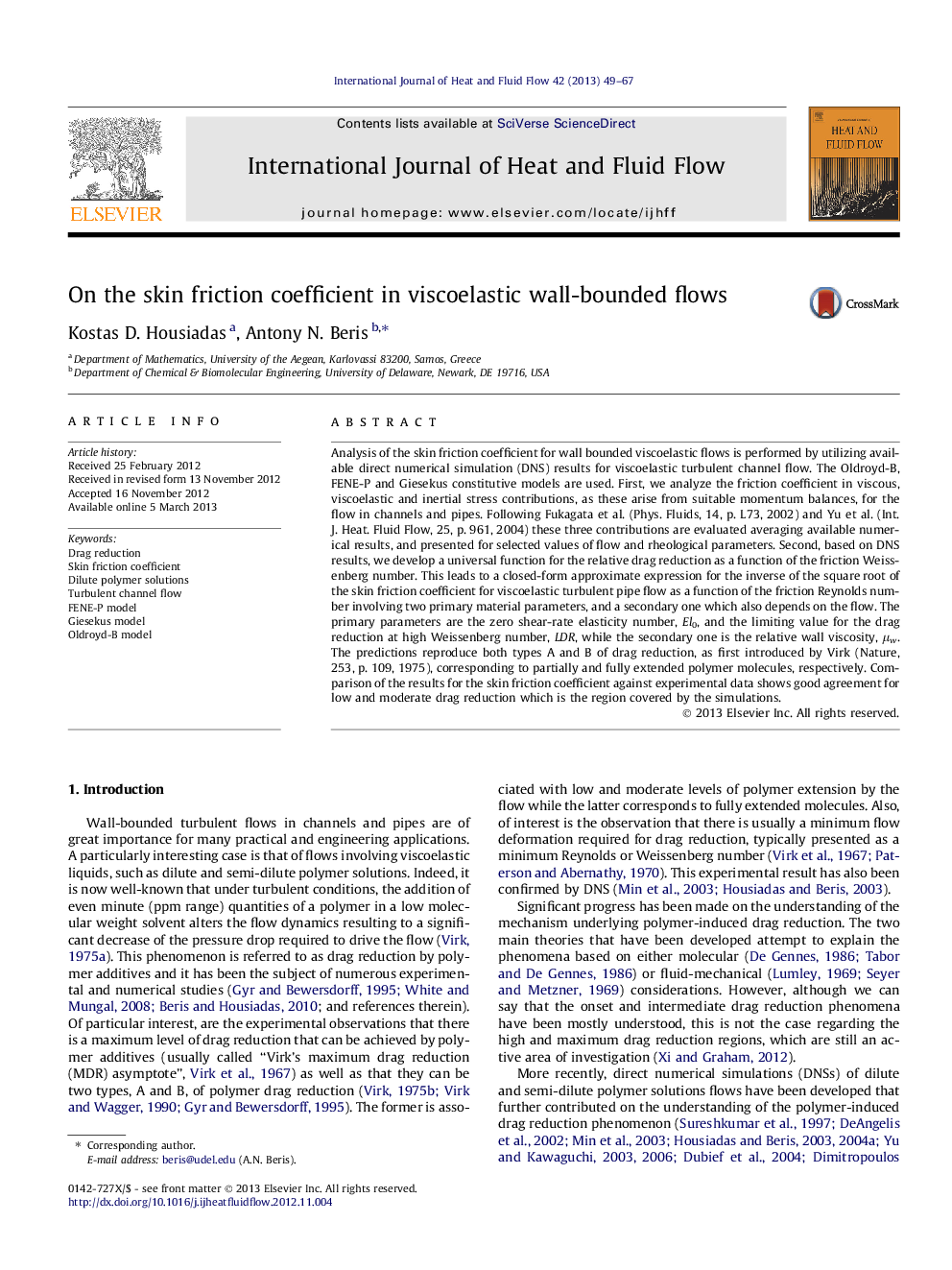 On the skin friction coefficient in viscoelastic wall-bounded flows