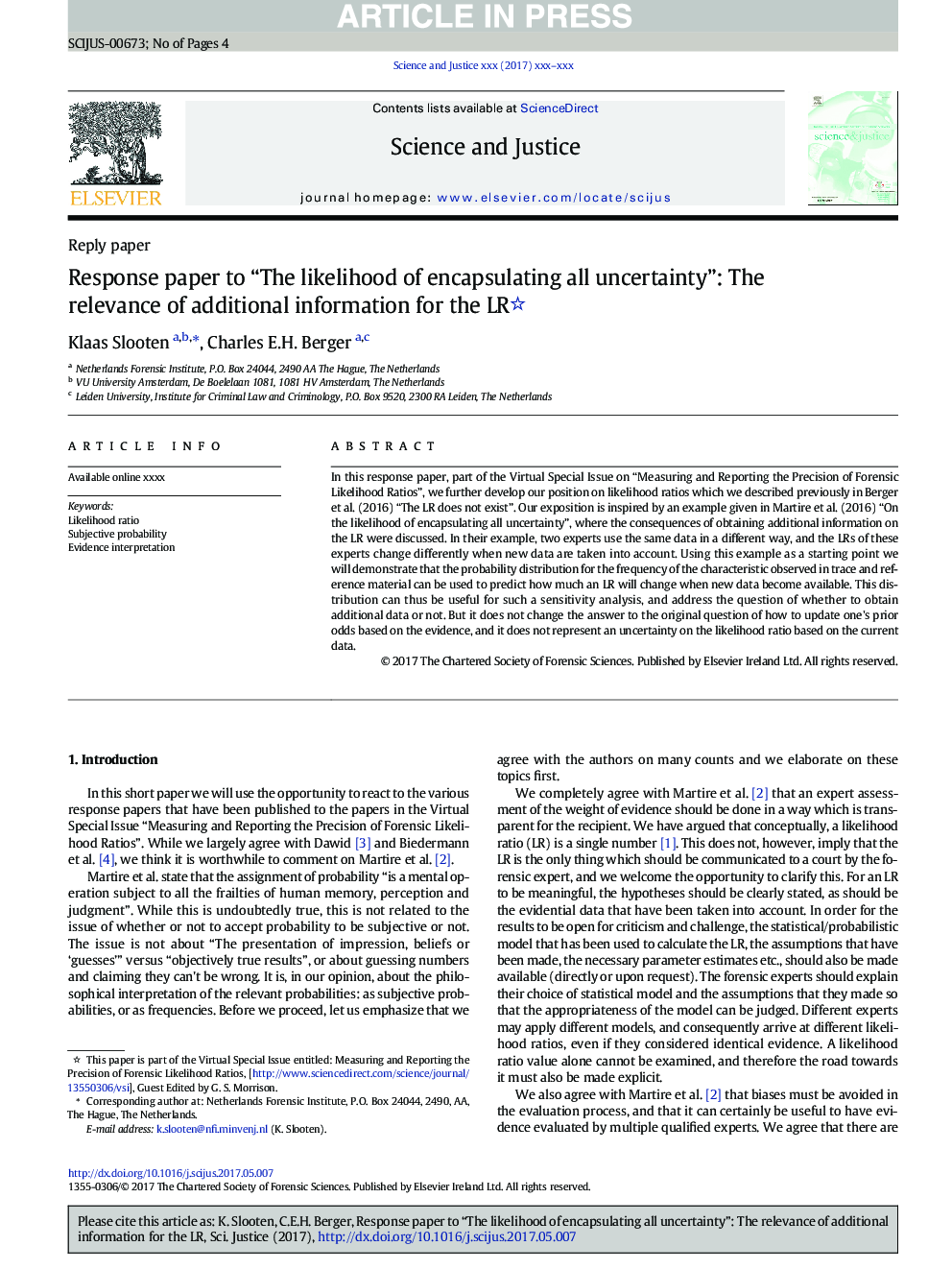 Response paper to “The likelihood of encapsulating all uncertainty”: The relevance of additional information for the LR