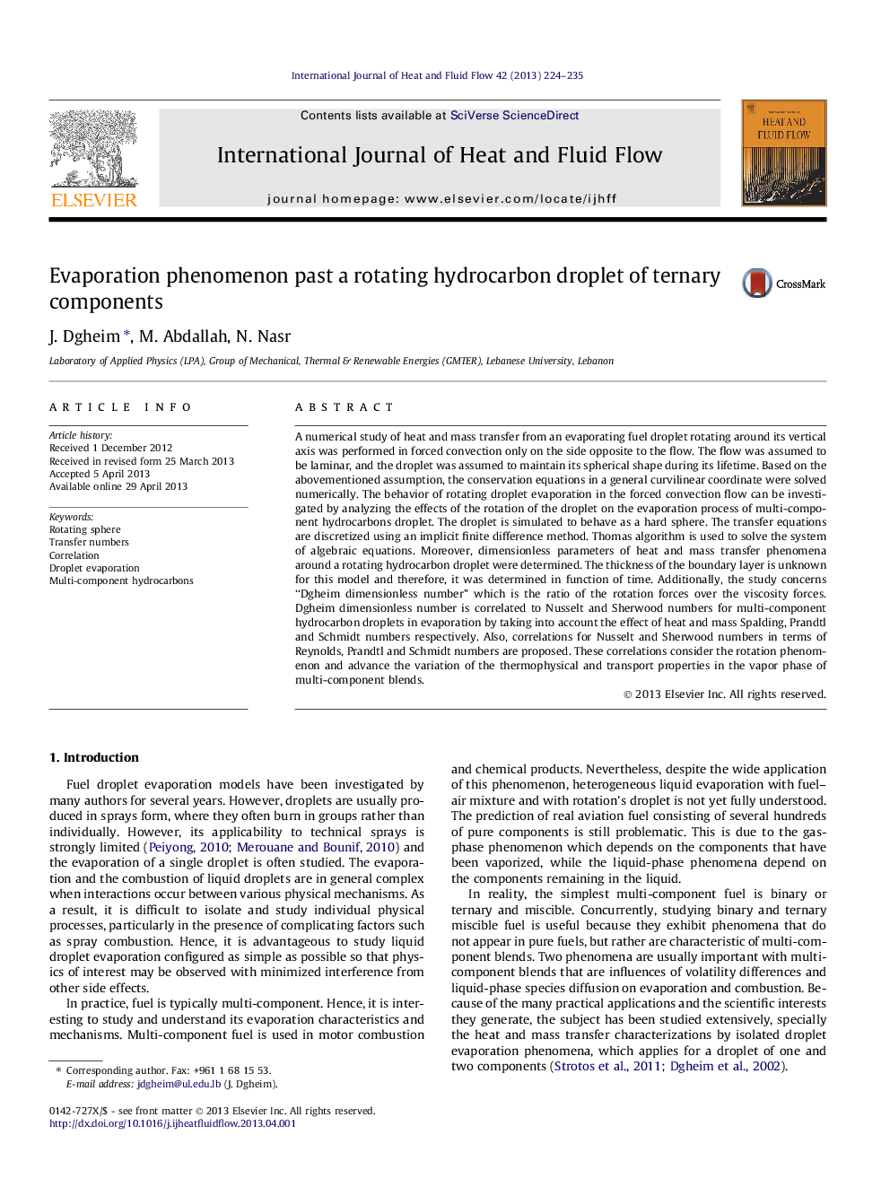 Evaporation phenomenon past a rotating hydrocarbon droplet of ternary components