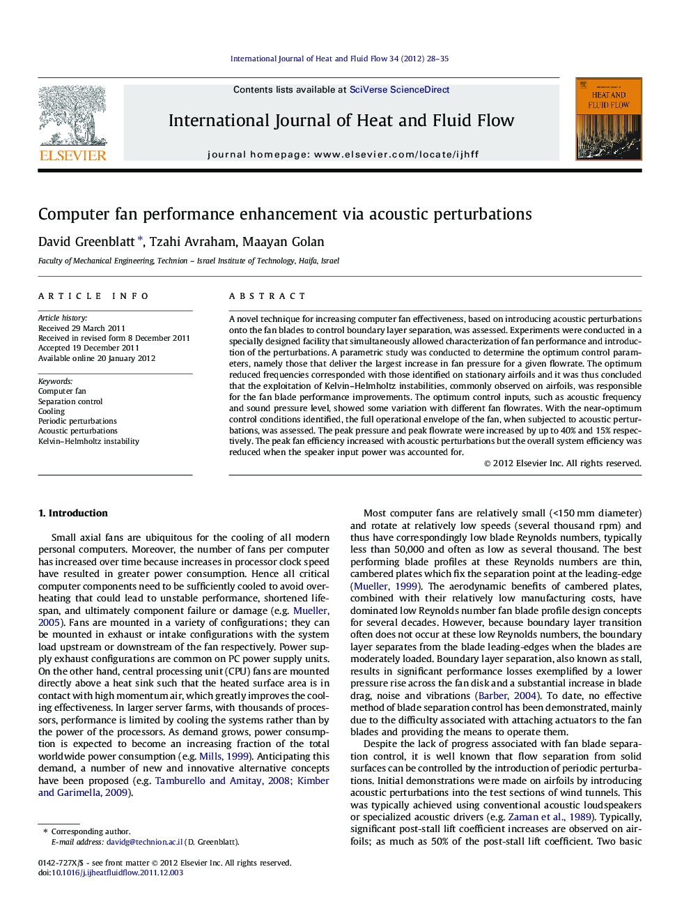 Computer fan performance enhancement via acoustic perturbations