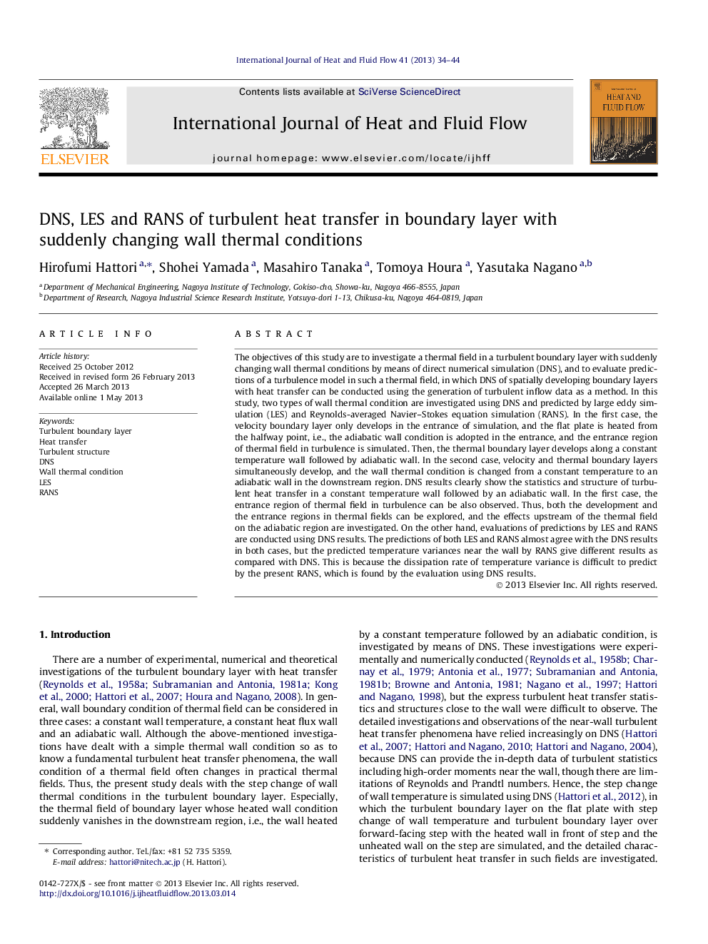 DNS, LES and RANS of turbulent heat transfer in boundary layer with suddenly changing wall thermal conditions