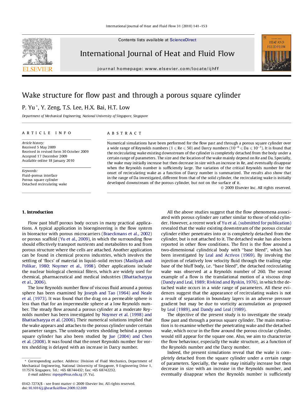 Wake structure for flow past and through a porous square cylinder