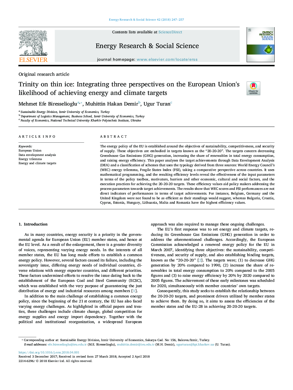 Trinity on thin ice: Integrating three perspectives on the European Union's likelihood of achieving energy and climate targets