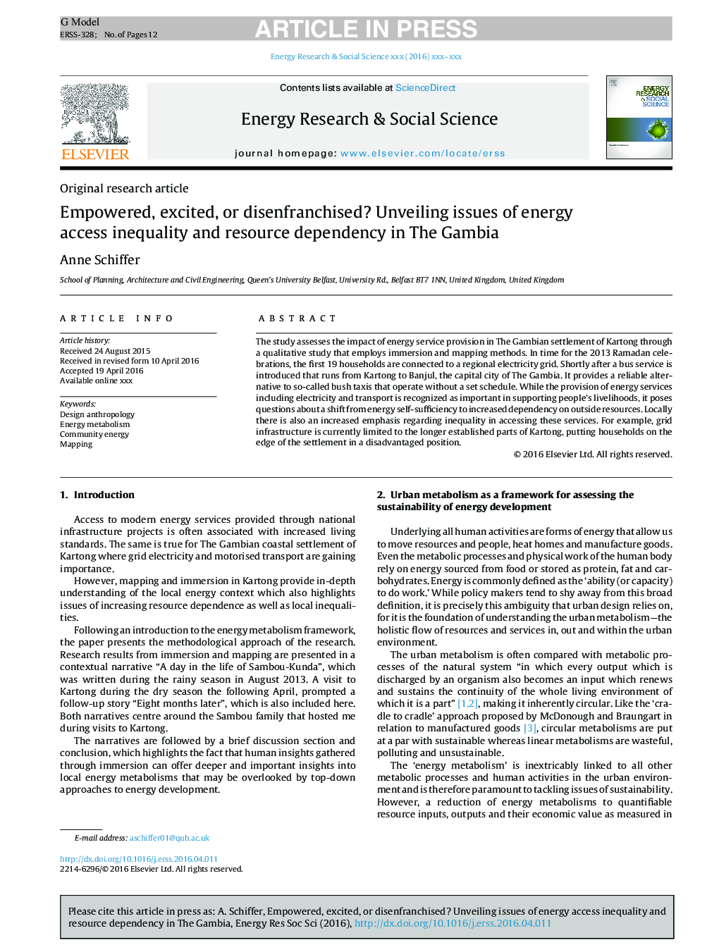 Empowered, excited, or disenfranchised? Unveiling issues of energy access inequality and resource dependency in The Gambia