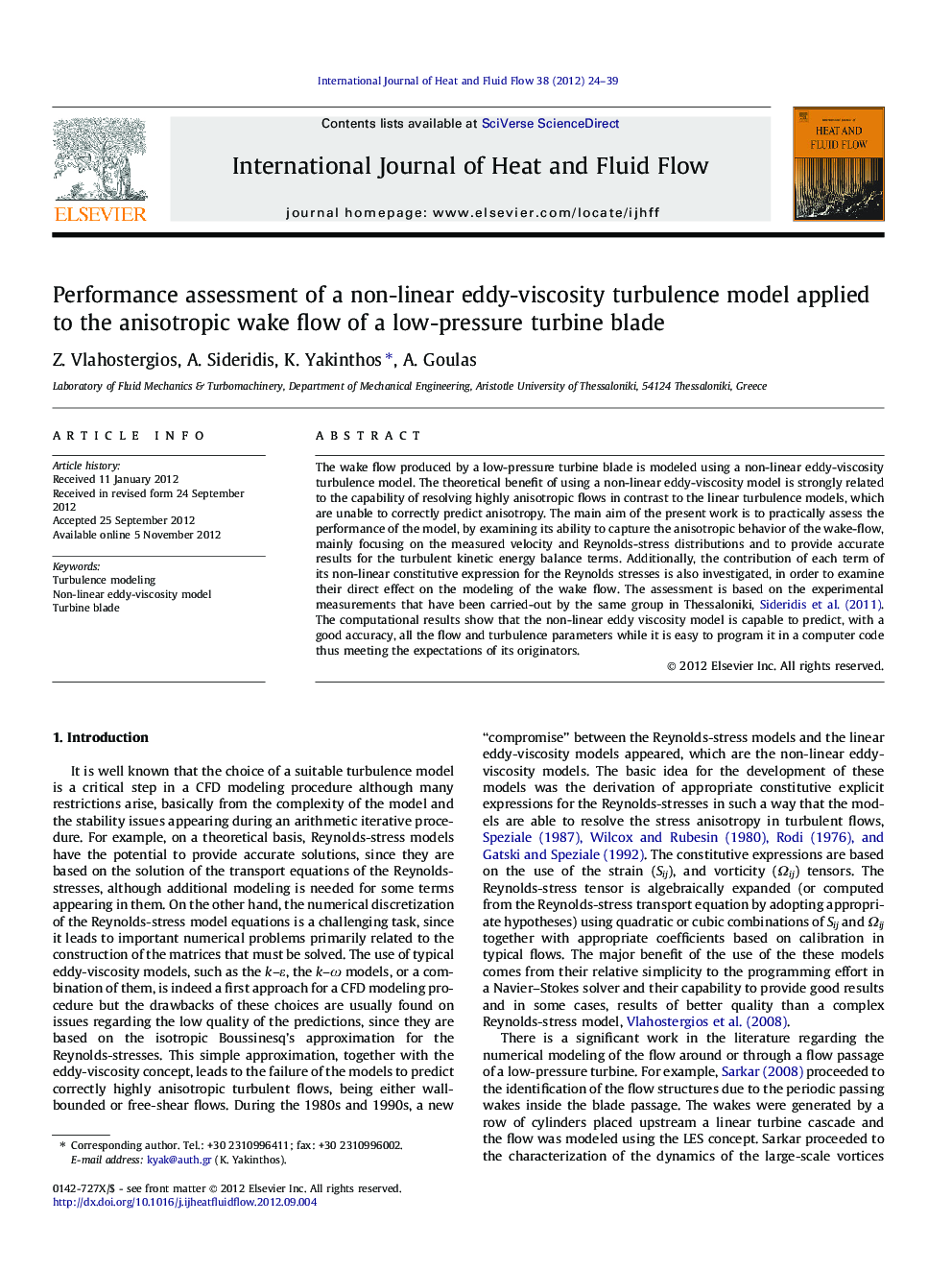 Performance assessment of a non-linear eddy-viscosity turbulence model applied to the anisotropic wake flow of a low-pressure turbine blade