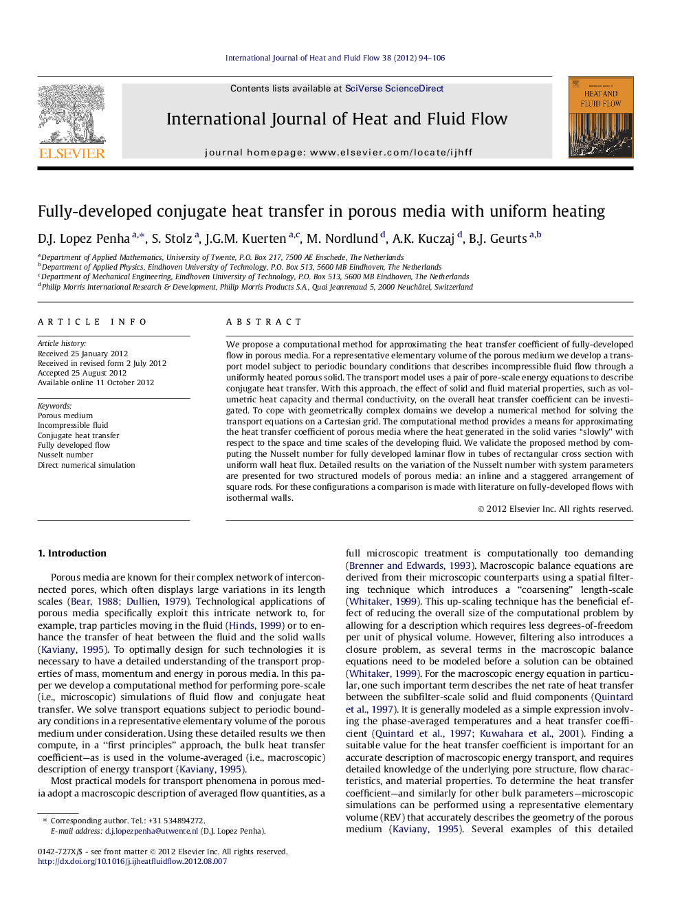 Fully-developed conjugate heat transfer in porous media with uniform heating