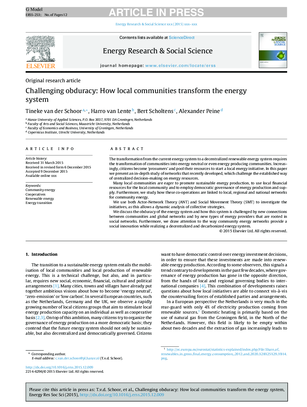 Challenging obduracy: How local communities transform the energy system