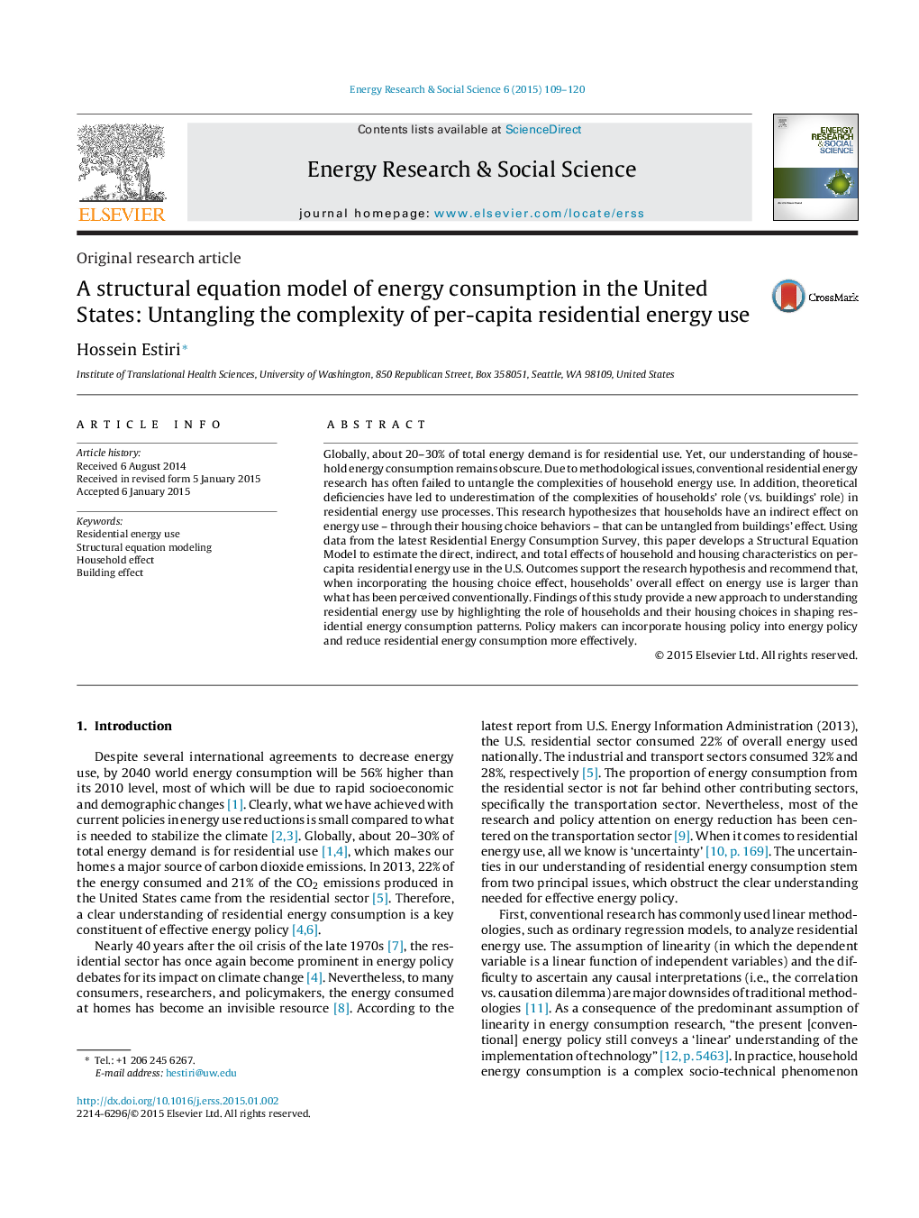 A structural equation model of energy consumption in the United States: Untangling the complexity of per-capita residential energy use