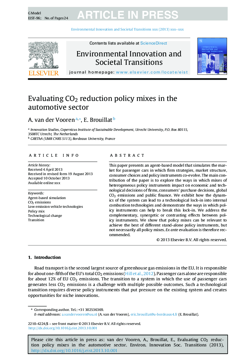 Evaluating CO2 reduction policy mixes in the automotive sector