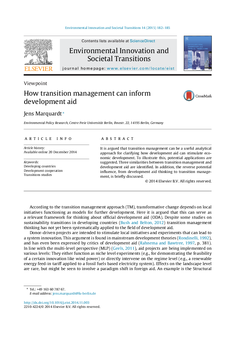 How transition management can inform development aid