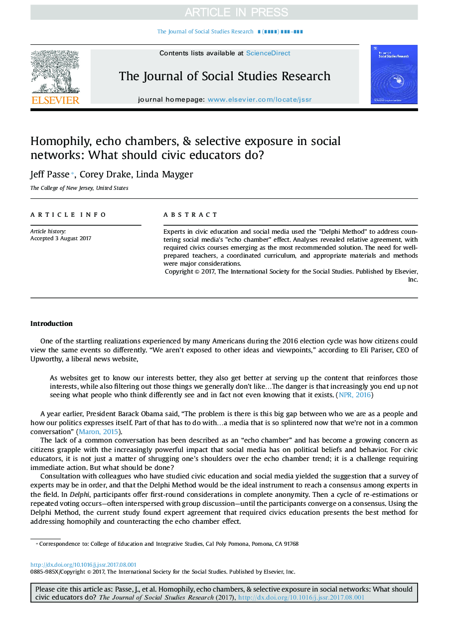 Homophily, echo chambers, & selective exposure in social networks: What should civic educators do?