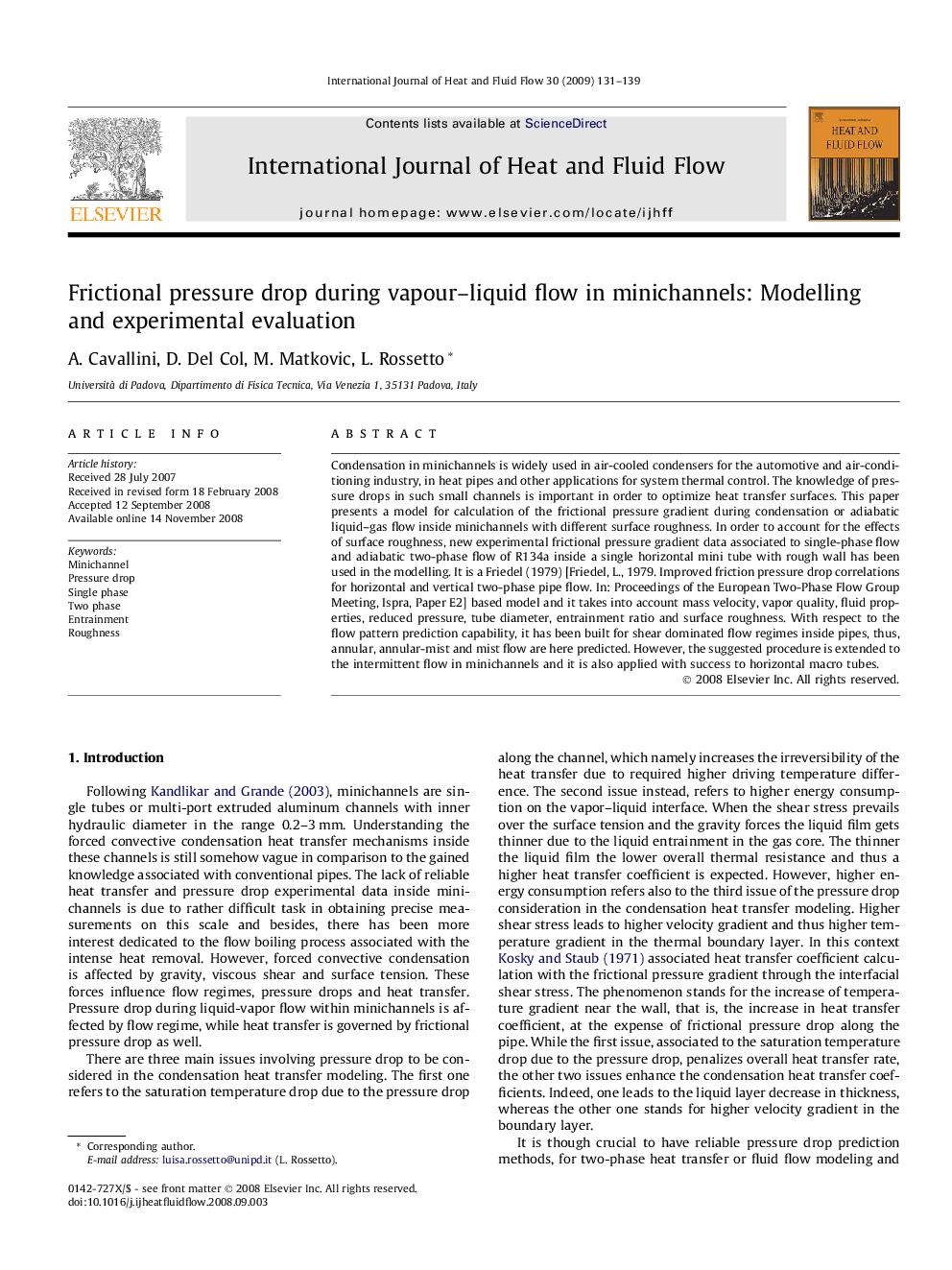 Frictional pressure drop during vapour–liquid flow in minichannels: Modelling and experimental evaluation