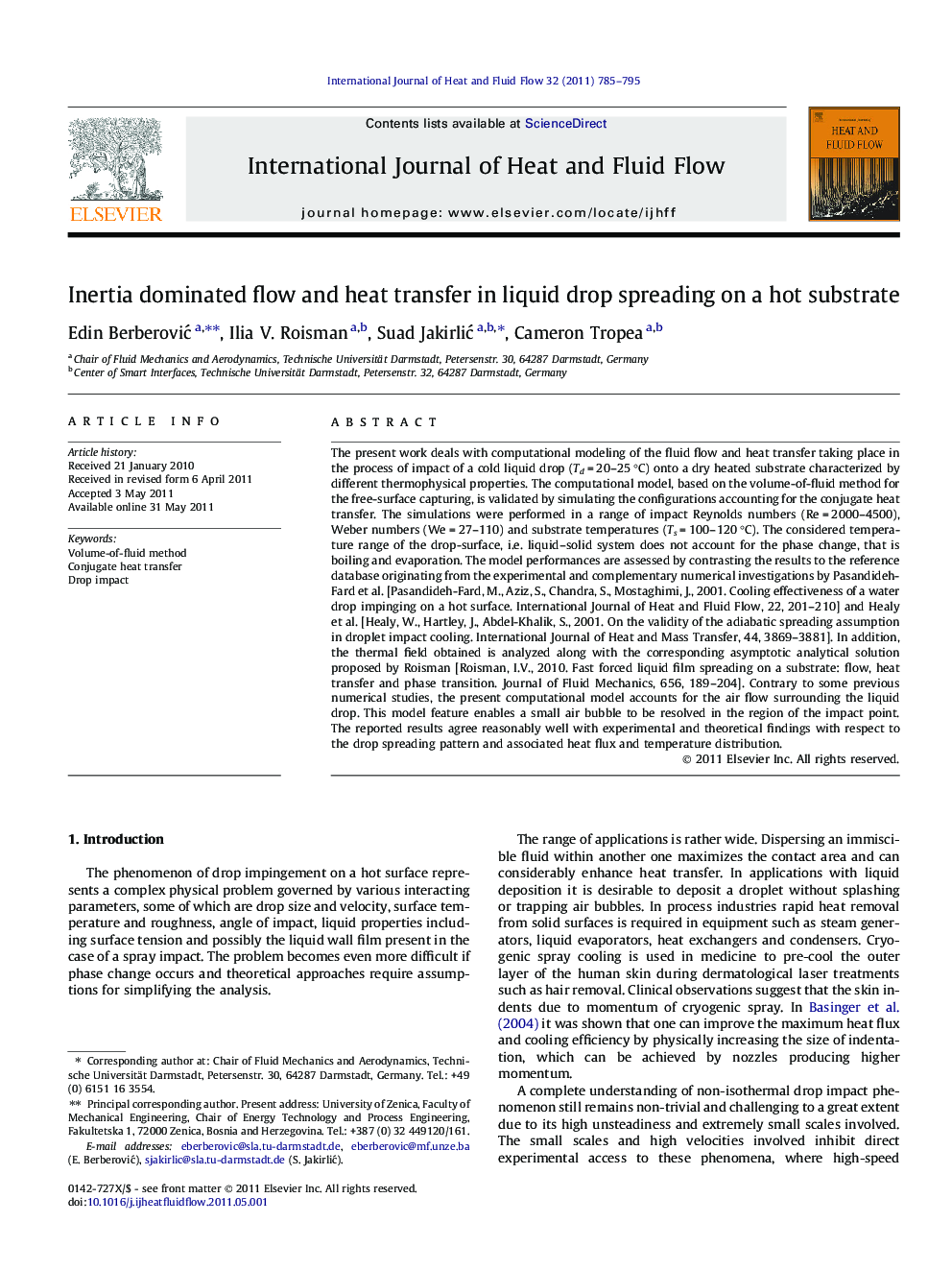 Inertia dominated flow and heat transfer in liquid drop spreading on a hot substrate