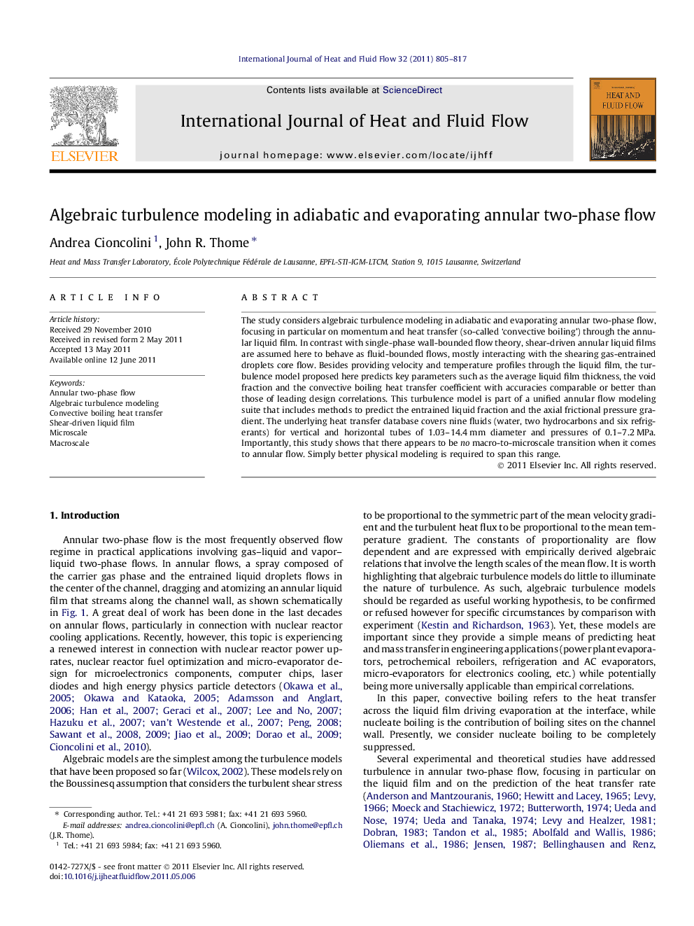 Algebraic turbulence modeling in adiabatic and evaporating annular two-phase flow