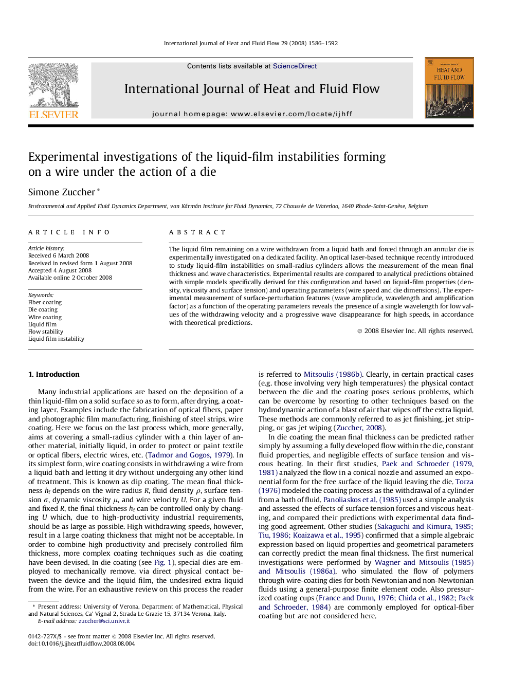 Experimental investigations of the liquid-film instabilities forming on a wire under the action of a die