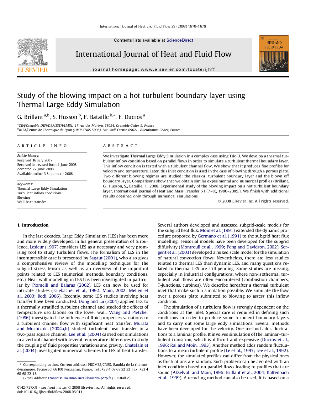 Study of the blowing impact on a hot turbulent boundary layer using Thermal Large Eddy Simulation