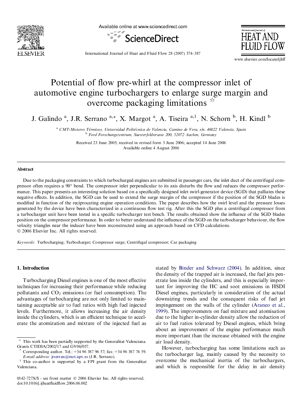 Potential of flow pre-whirl at the compressor inlet of automotive engine turbochargers to enlarge surge margin and overcome packaging limitations 