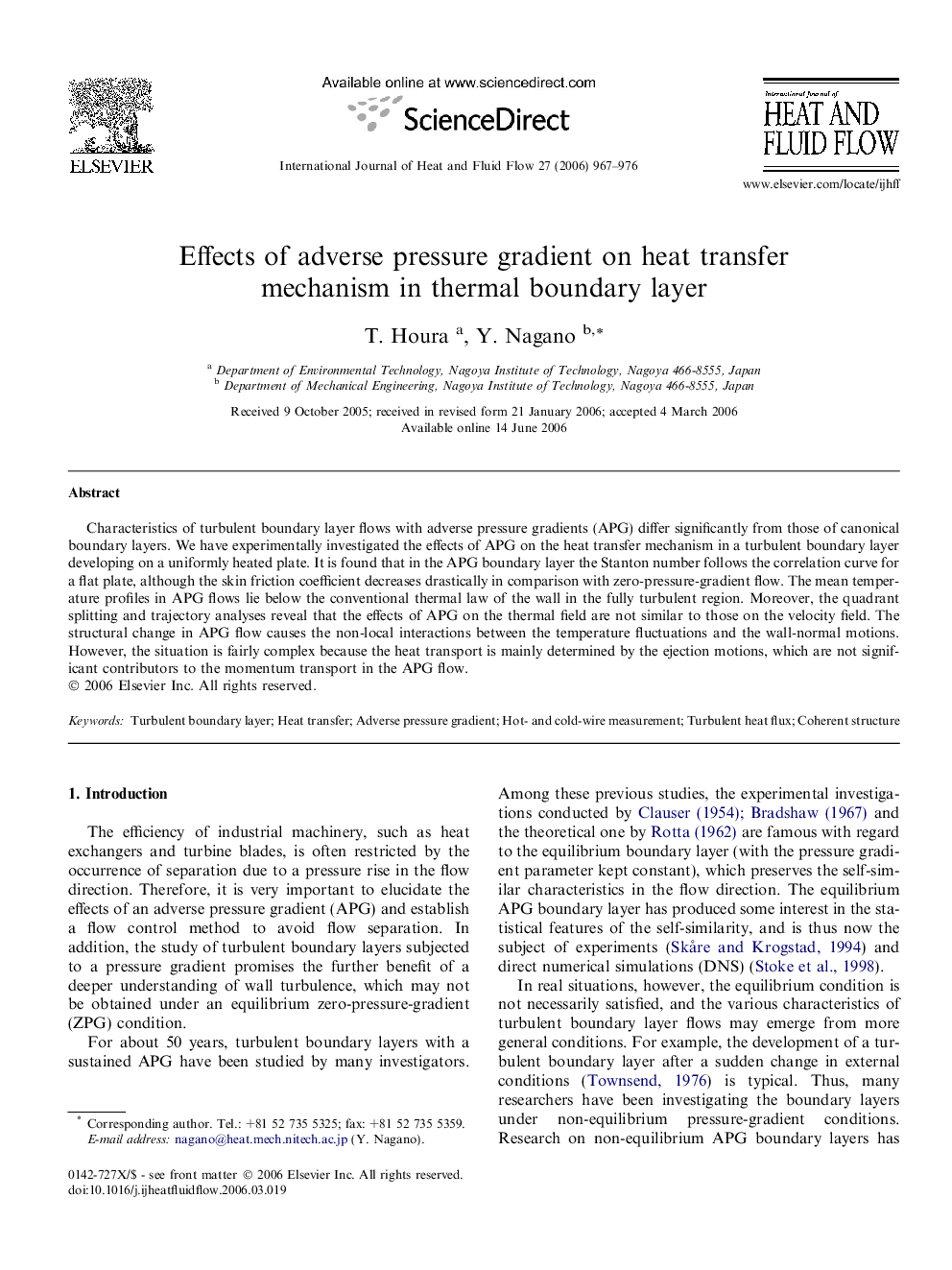 Effects of adverse pressure gradient on heat transfer mechanism in thermal boundary layer