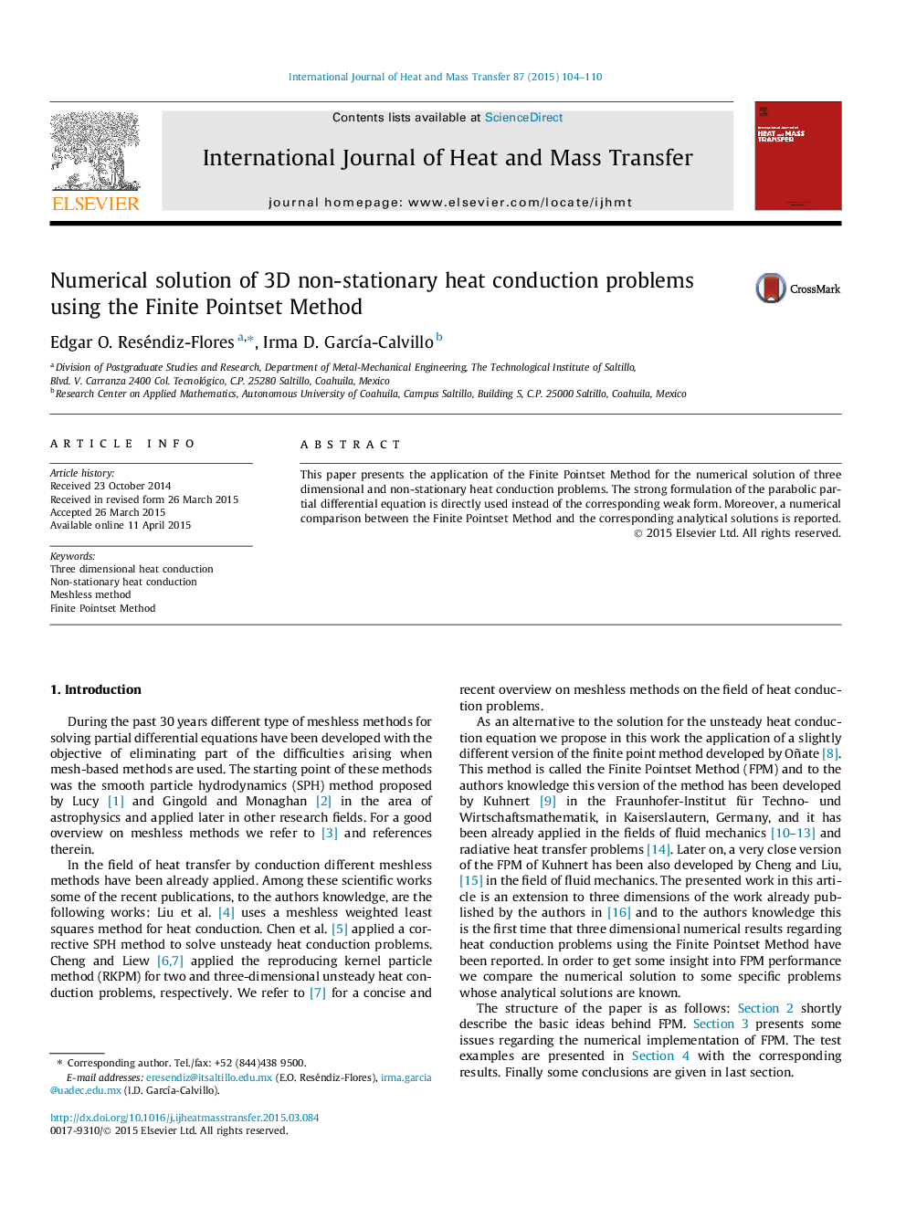 Numerical solution of 3D non-stationary heat conduction problems using the Finite Pointset Method