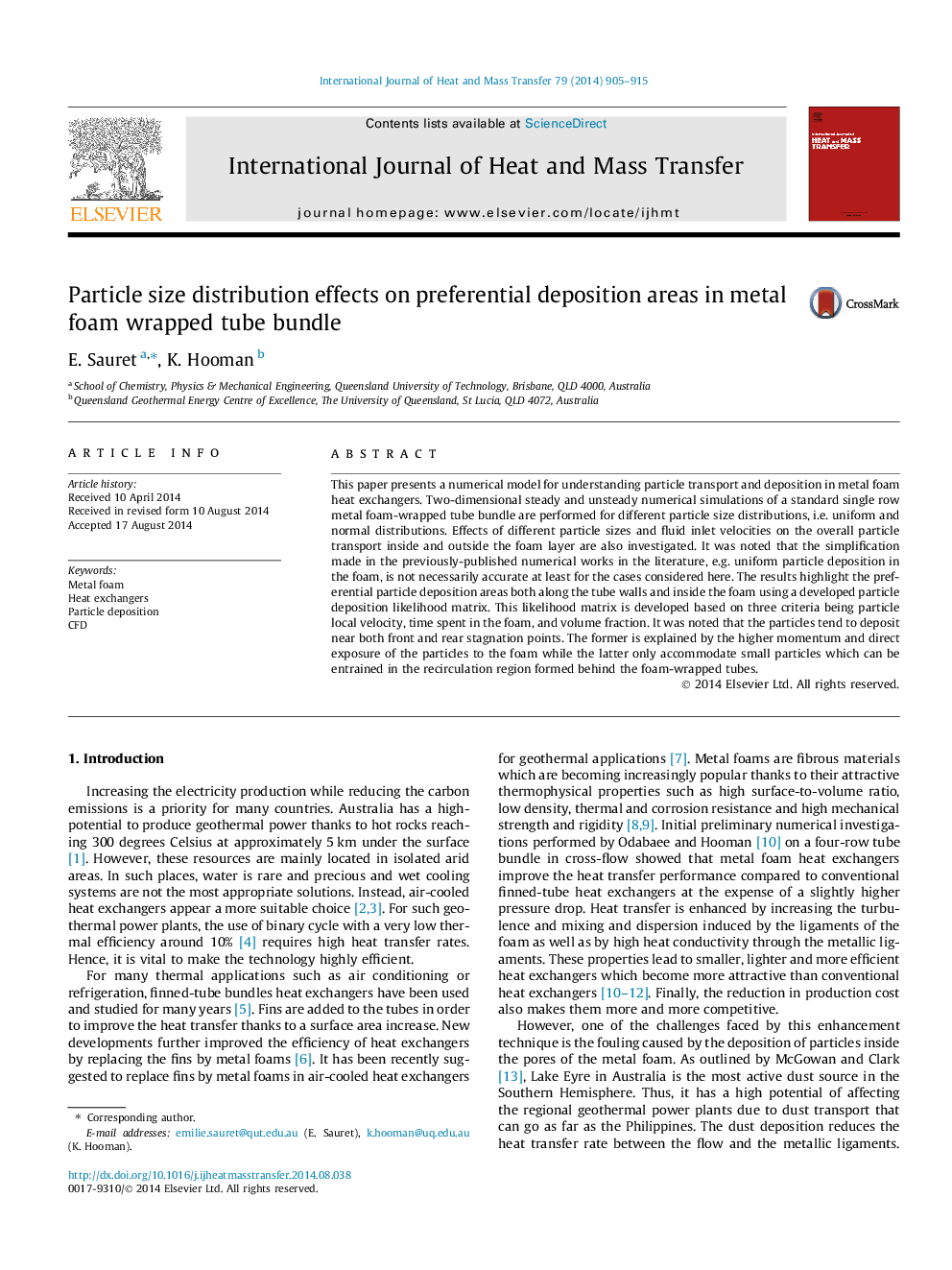 Particle size distribution effects on preferential deposition areas in metal foam wrapped tube bundle