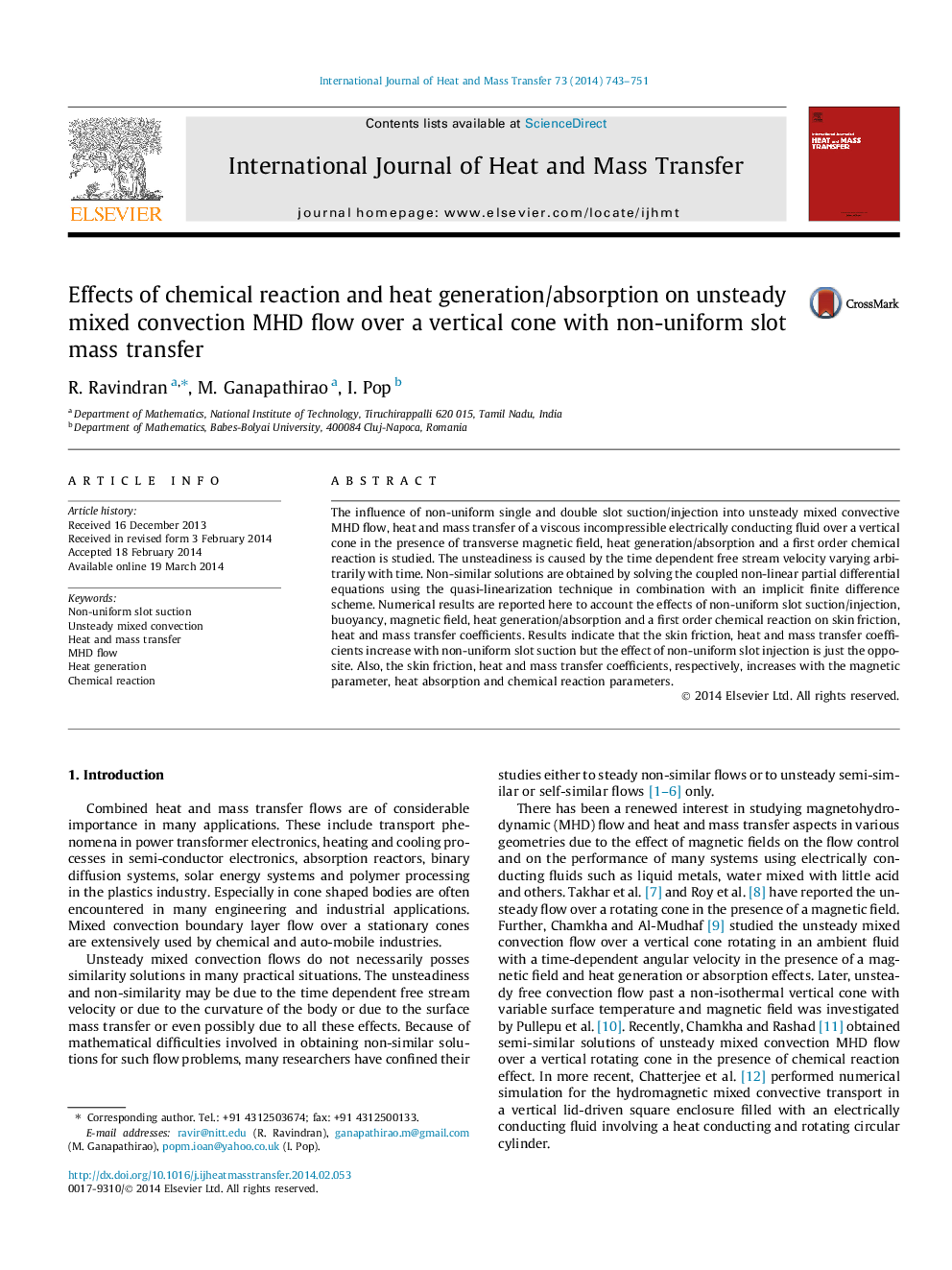 Effects of chemical reaction and heat generation/absorption on unsteady mixed convection MHD flow over a vertical cone with non-uniform slot mass transfer