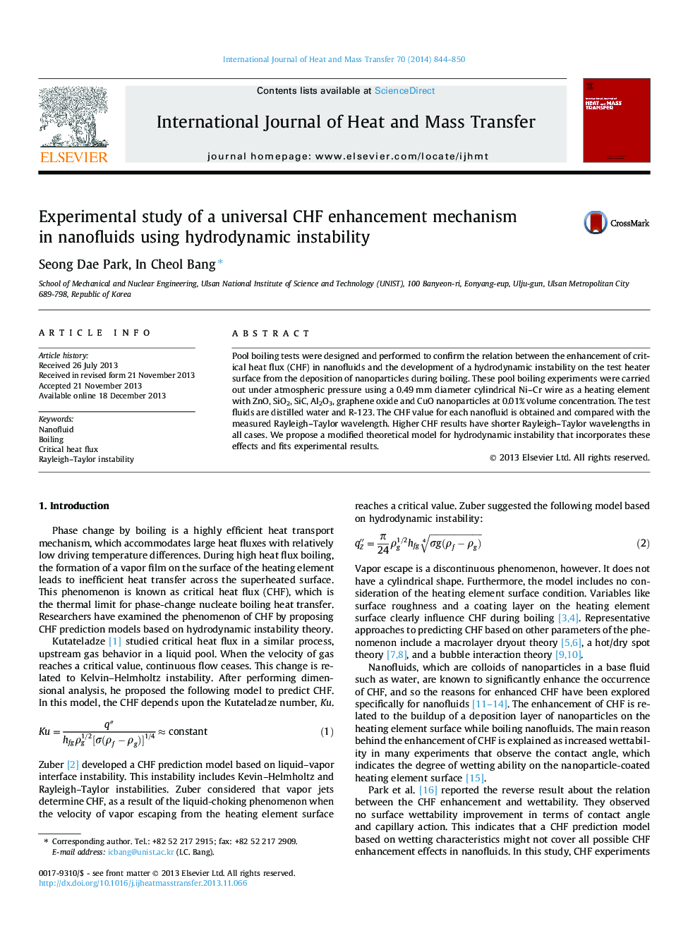 Experimental study of a universal CHF enhancement mechanism in nanofluids using hydrodynamic instability