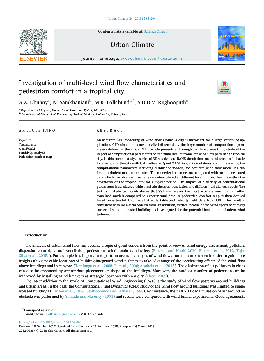 Investigation of multi-level wind flow characteristics and pedestrian comfort in a tropical city