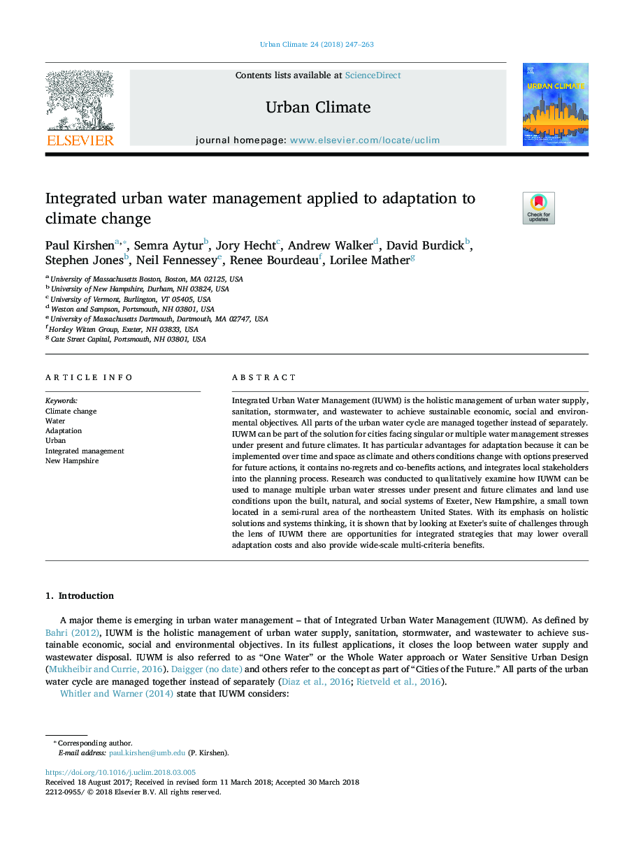 Integrated urban water management applied to adaptation to climate change