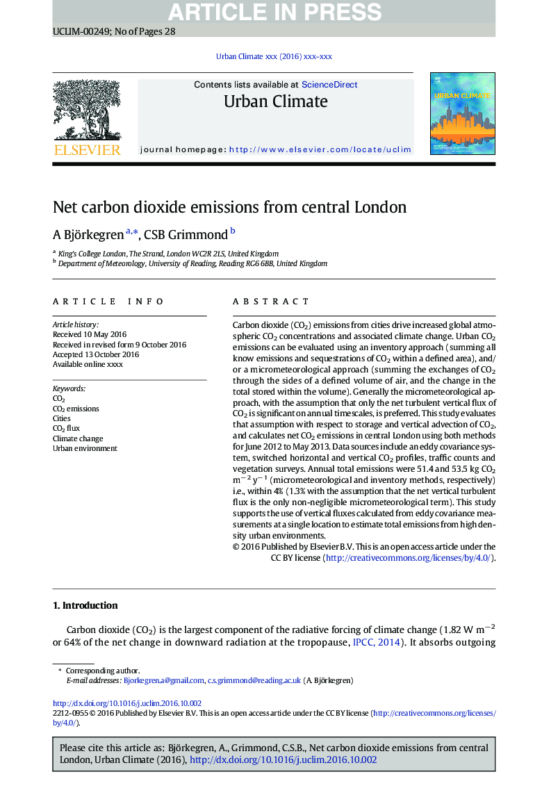 انتشار دی اکسید کربن خالص از مرکز لندن 