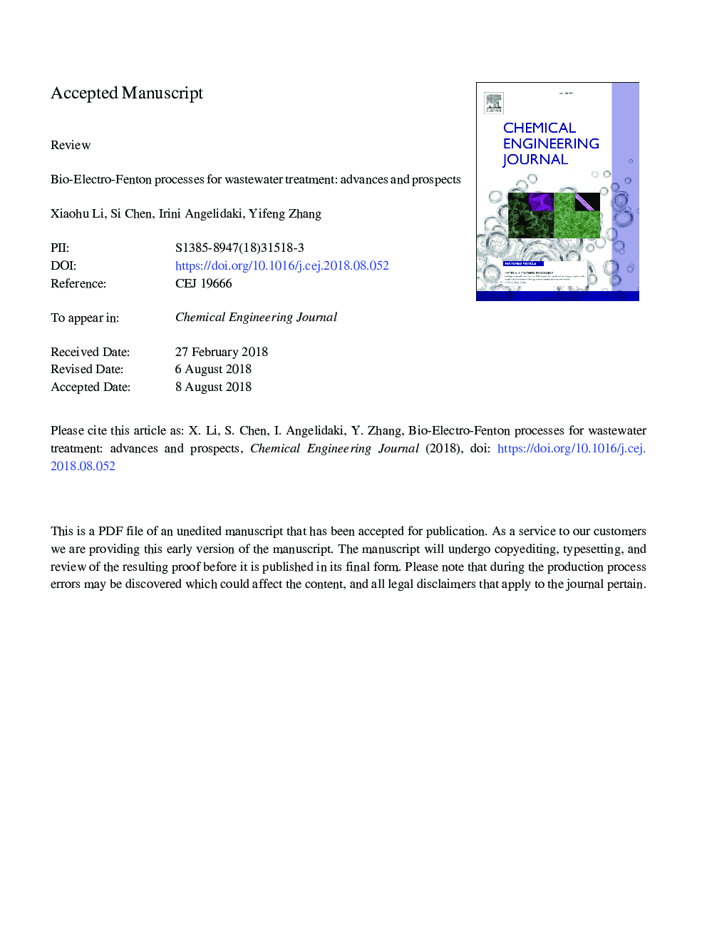 Bio-electro-Fenton processes for wastewater treatment: Advances and prospects