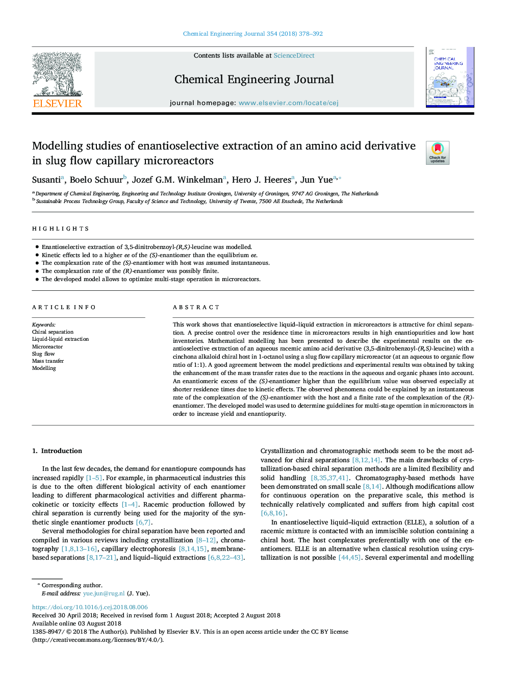 Modelling studies of enantioselective extraction of an amino acid derivative in slug flow capillary microreactors