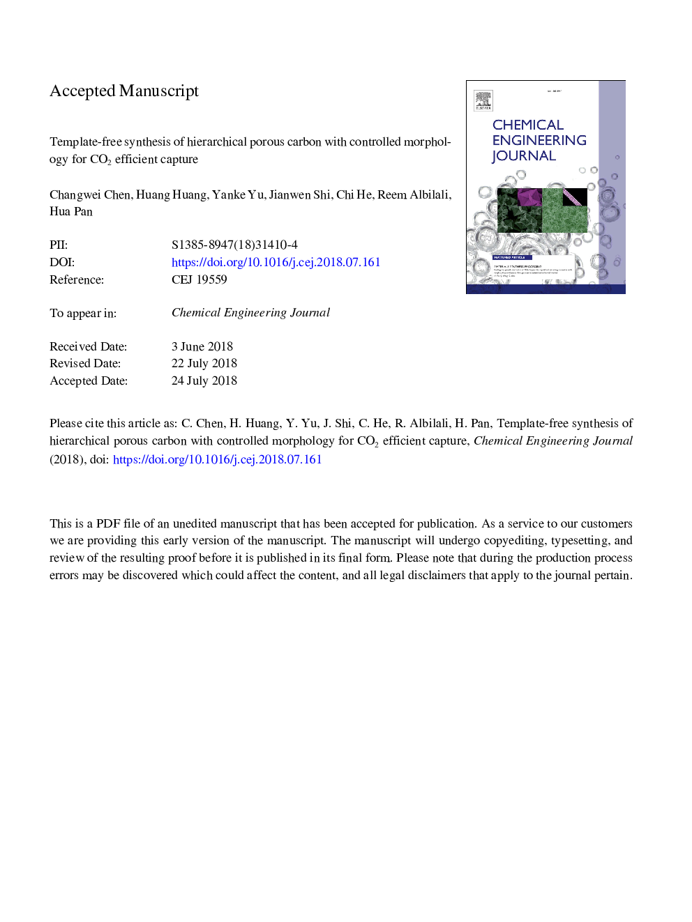 Template-free synthesis of hierarchical porous carbon with controlled morphology for CO2 efficient capture