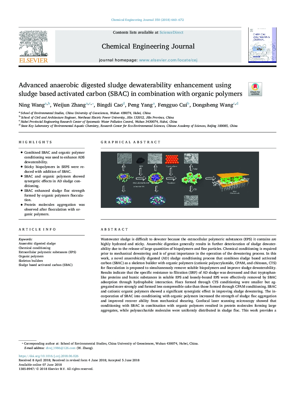 Advanced anaerobic digested sludge dewaterability enhancement using sludge based activated carbon (SBAC) in combination with organic polymers