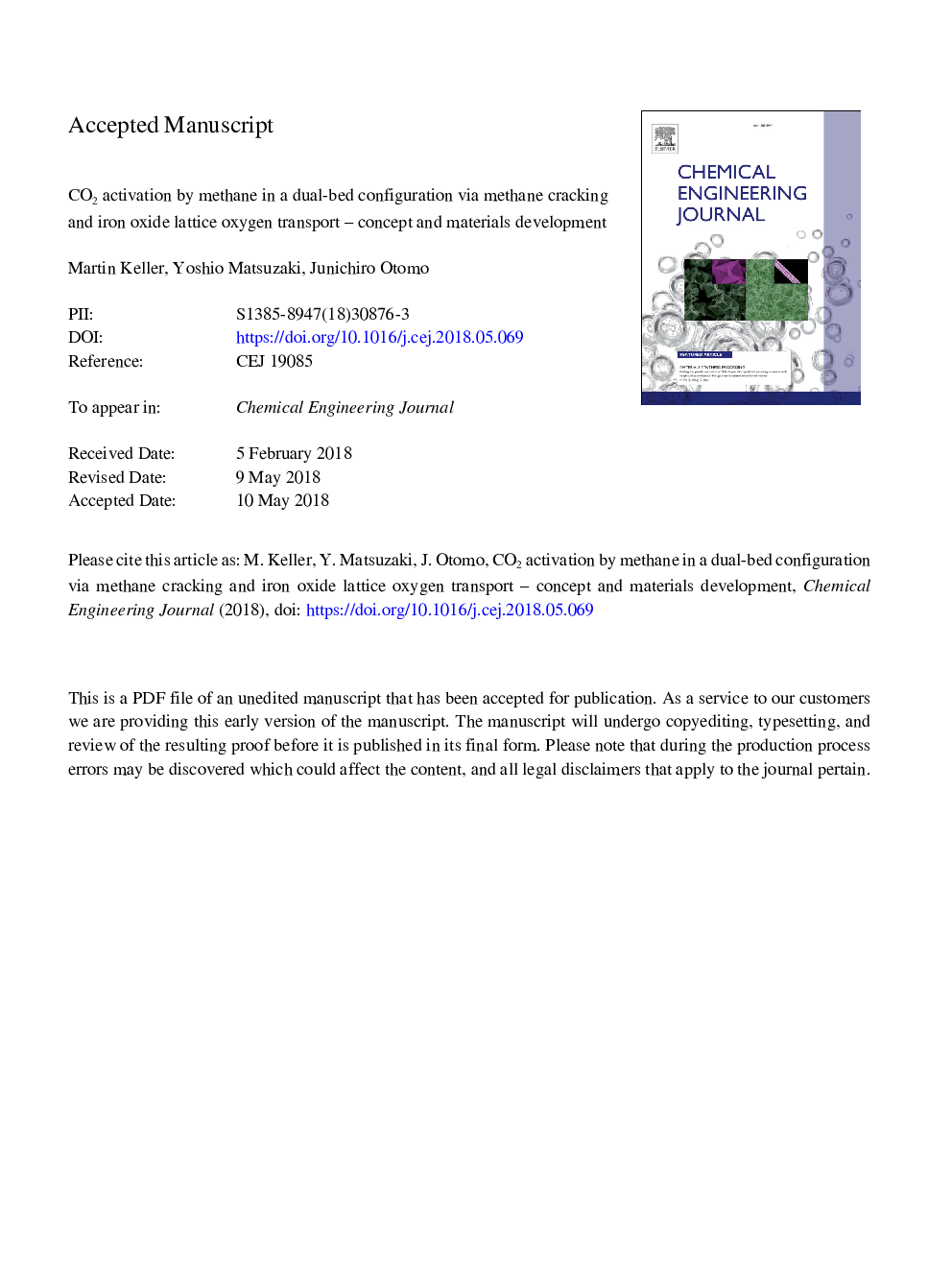 CO2 activation by methane in a dual-bed configuration via methane cracking and iron oxide lattice oxygen transport - Concept and materials development