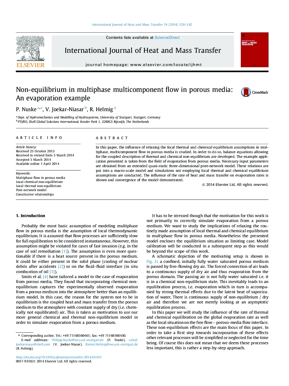 Non-equilibrium in multiphase multicomponent flow in porous media: An evaporation example