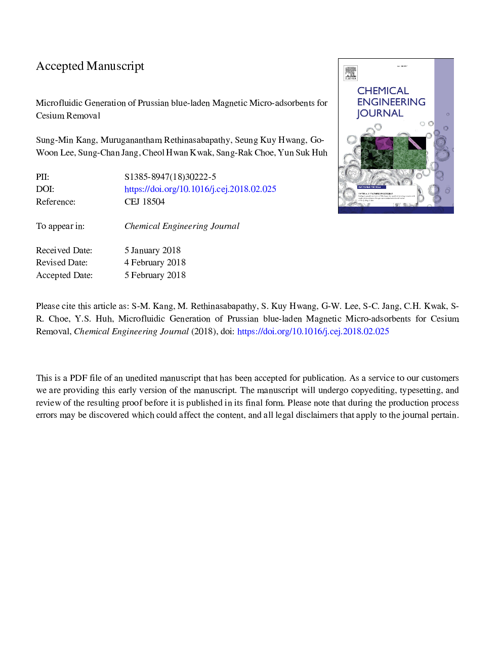 Microfluidic generation of Prussian blue-laden magnetic micro-adsorbents for cesium removal